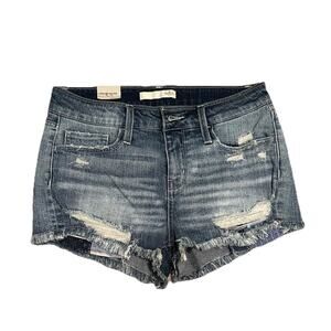 NWT Daytrip Capricorn 27 Slim Fit High Rise Distressed Denim Cut-Off Shorts